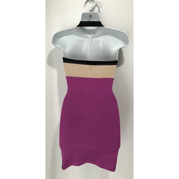 bebe Colorblock Halter Bodycon Mini Dress - XS - Picture 3 of 4
